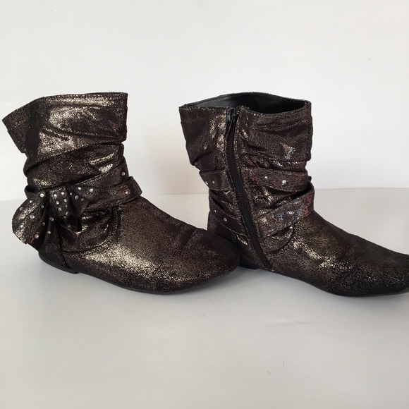 Justice | Scrunched Mid calf Metallic Boots girls sz 2 - Picture 6 of 6